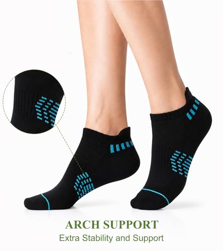 floconssy Ankle Socks for Women, Bamboo Viscose Cushioned Running Socks - color: 5 Pairs Black, size: 6-9