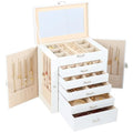 BOOVO Large Jewelry Box for Women 6 Layer - color: Silver and White, size: 6 Layer