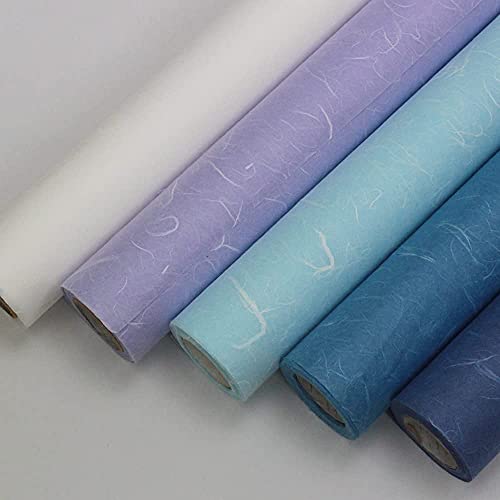 Korean Traditional Mulberry Paper, Colored Hanji Paper Roll, Natural Fiber Texture, Unyong (Sky blue, 21.3" x 787.4") - color: Sky blue, size: 21.3" x 787.4"