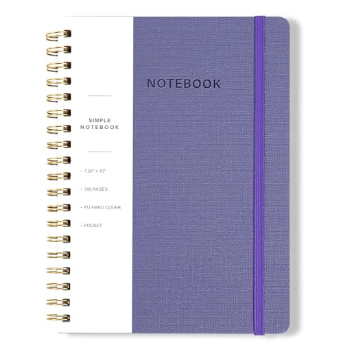 Spiral Notebook - 7.24" x 10" College Ruled Journal with Inner Pockets and 180 Pages, PU Leather Cover Business Journal, Twin-Wire Binding Notebook Perfect for Office & Home School Supplies Violet - color: 005-Violet-1pack, size: B5-180 pages
