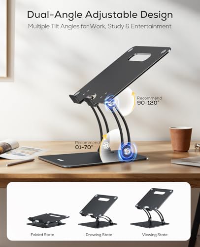 Nulaxy Fully Adjustable Laptop Stand for Desk, Dual Foldable Computer Riser - color: Black