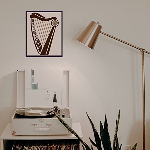 FINGERINSPIRE Celtic Irish Harp Stencil 11.7x8.3 inch Musical Instrument Mylar DIY Art Craft Template Reusable Irish Welsh Knotwork Symbols Washable Wall Stencils for Painting on Wood, Floor, Wall - color: Celtic Irish Harp