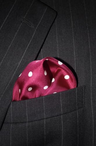 Royal Silk Polka Dot Pocket Square - 17" Handkerchief - 12mm Silk Twill - 100% Silk - color: Sangria