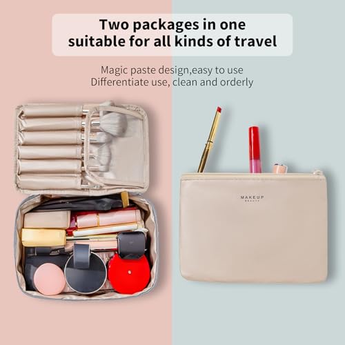 Queboom Travel Makeup Bag Cosmetic Bag Toiletry Bag for Women & Men, Grey - color: Grey-1pcs