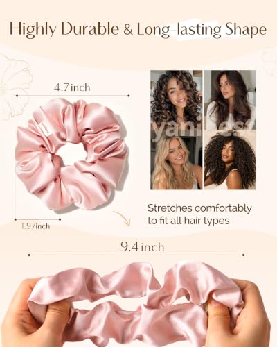 Yanibest 8 Pcs Satin Scrunchies - Silk Feeling Scrunchies Ponytail Holders - color: BlushChampagne