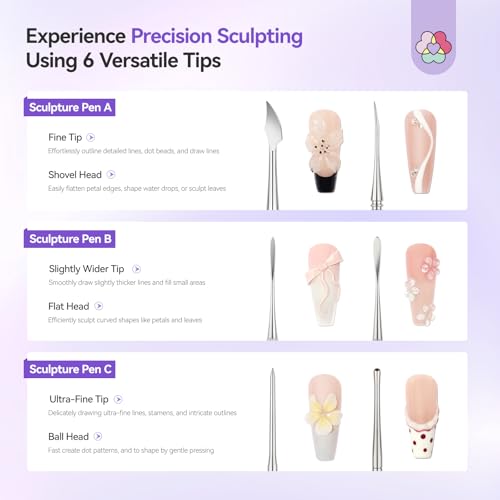 SAVILAND Dual-Head 3D Nail Art Sculpture Pen 3PCS - size: 3pcs