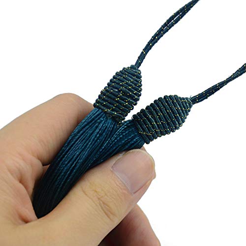 20pcs 6 Inch Silky Tassels with Chinese Knot for DIY Crafts(Dark Teal) - color: Dark Teal