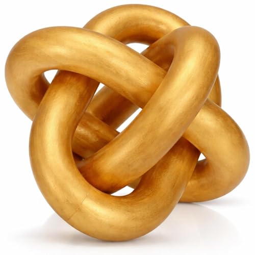 Yalikop 3 Link Wood Knot Decor Rustic Table Shelf Accents, Gold - color: Gold