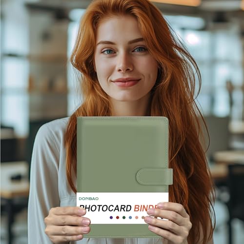 A5 Kpop Photocard Binder, 6 Ring Binder Collector’s Album with 240 Card Slots, PU Leather Cover for Organizing K-Pop, Trading Cards, Game Cards & Memorabilia (Olive Green) - color: Olive Green