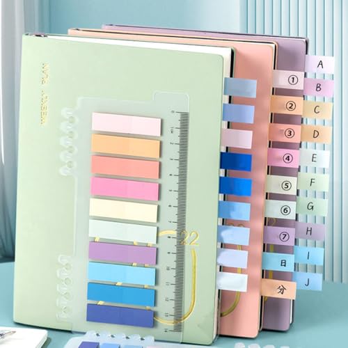 8PACK Sticky Tabs, Transparent Sticky Notes Flags Pastel Book Tabs Writable Annotation Tabs Morandi Page Markers Clear Index Tabs with Ruler Translucent Index Stickers for Books Office Supplies