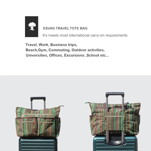 Weekender Bag Carry On Bag Overnight Tote Travel Duffle with 13 Pockets for Travel,Work，Gym,Beach,Teacher,Nurse - color: Green