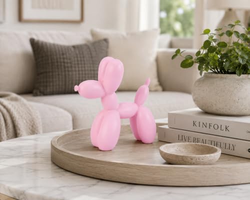 4 Inch Matte Pink Balloon Dog Sculpture - color: Pink