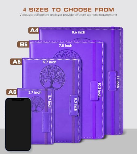 Biuwory Leather Journal Notebook,256 Thick Lined Pages,Hardcover 5.7"×8.3" - color: Purple, size: Lined-256 Pages (5.7"×8.3")