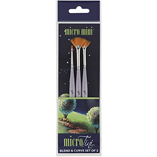 Creative Mark 3 Piece Micro Detail Paint Brush Set, Mini Paintbrushes for Acrylic, Watercolor, Oil, Face, Nail, Scale Model Painting & Line Drawing - size: Blend & Curve Set (3 Piece)