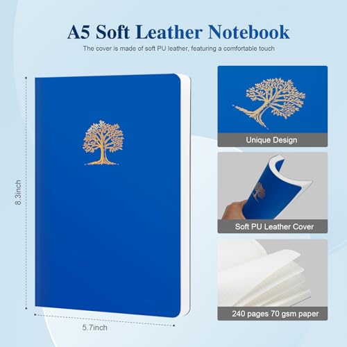 Comix 6 Pack A5 Notebooks, 5.6" x 7.9" Softcover Lined Journals for Men & Women,240 Pages Thick Paper College Ruled Notebooks for Work,School & Business Meetings - color: Rainbow Color