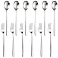 6 Korean Soup Spoons & 6 Dinner Forks Set, 18/10 Stainless Steel Long Handle Asian Spoons, Dishwasher Safe, Commercial Grade