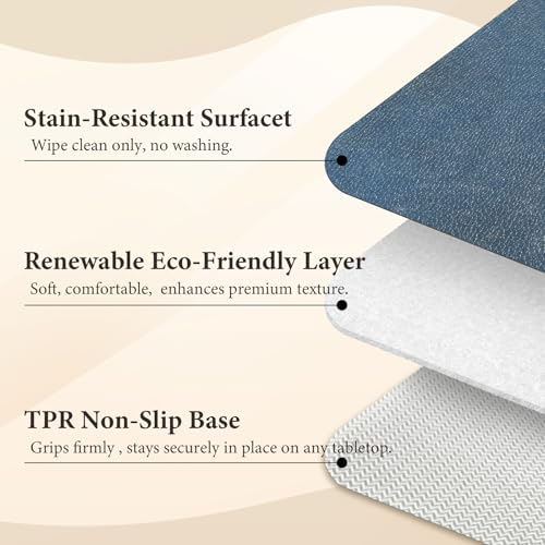 Vinyl Placemats Set of 6-12x17 Inch - Heat Resistant Washable Place Mats Waterproof Non-Slip Wipeable Table Mats for Dining Table Decor, Indoor/Outdoor Plastic Mat - color: Blue