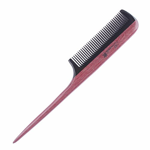 Breezelike Hair Comb for Women, Fine Tooth Wooden Tail Comb - color: Buffalo Horn Teeth and Purpleheart Handle