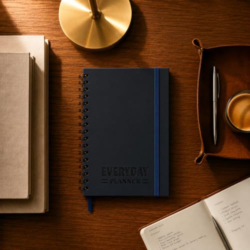 Nextnoid A5 Undated Daily Planner with Hourly Schedule, Hardcover, Navy Blue - color: Navy Blue, style: d-Daily Undated
