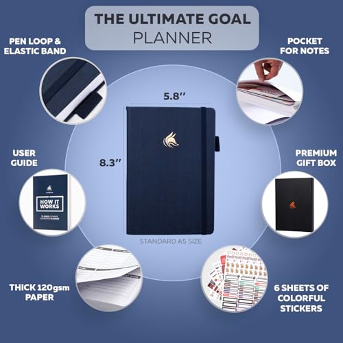 Clever Fox 13-week Ultimate Achiever's Daily Goal Planner, Navy Blue - color: Navy Blue