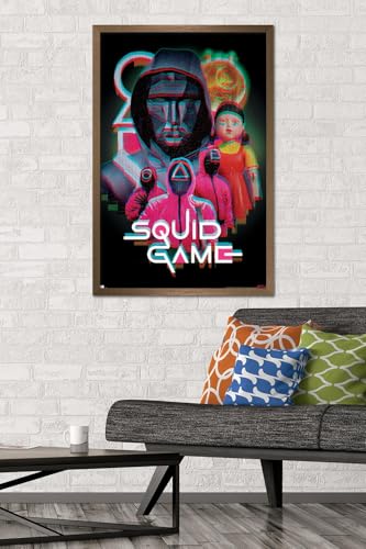 Trends International Netflix Squid Game: Season 2 - Group Glitch Wall Poster, 34L x 22.4W, Bronze Framed Version - color: Bronze Framed Version, size: 34"L x 22.4"W