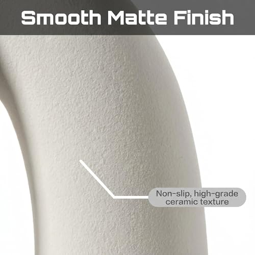 CEMABT Modern Nordic Boho Vase Set - Elegant White Matte Ceramic Home Decor for Living Room, Bookshelf, Mantel, Entryway Table & Console Décor | Shelf Decorations Gift - color: Ivory
