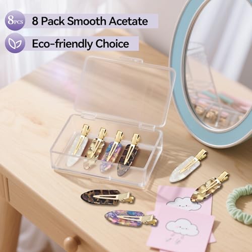 YIERSO 8 Pcs No Bend Hair Clips No Crease Makeup Duckbill Clip for Women
