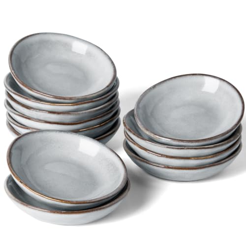 famiware Ceramic Soy Sauce Dish, 2.1oz Dipping Bowl Set of 12, Gray - color: Gray, size: 12pcs