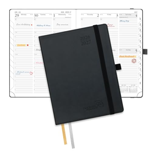 POPRUN Planner 2026-2027, 6.5" x 8.5", Academic Daily Weekly and Monthly - color: Black, size: Medium-6.5'' x 8.5'', style: Academic Year 2026-2027
