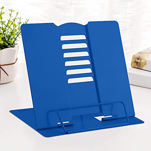 MSDADA Desk Book Stand Metal Reading Rest Book Holder Adjustable - color: Blue
