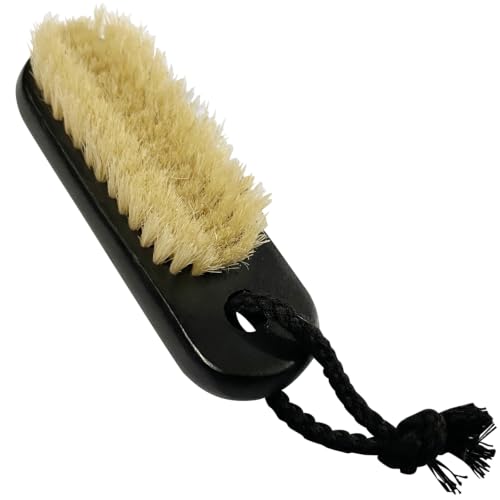 NewFerU Wooden Nail Brush Cleaner Black with 100% Natural Boar Bristles - color: Black With Rope