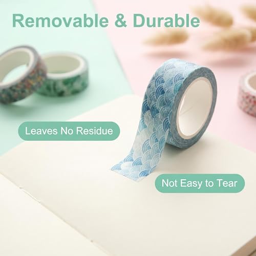 10 Pcs Vintage Washi Tape Set, 1.5 cm × 5 m Decorative Adhesive Tape Rolls, Multi Pattern Decorative Washi Tape for Scrapbooking, Journaling, Art Crafts, Planner, Gift Wrapping & DIY Decorations