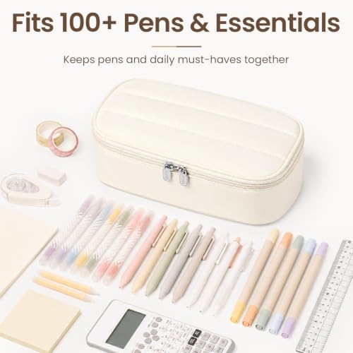 Sooez Cute Pencil Case, Soft Puffers Pencil Pouch, Large Pen Pencil Bag - color: Blue