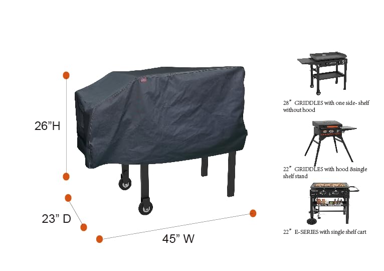 RPET Fabric Cover for Blackstone 22" and 28" Single Shelf Griddle Cover, Black； - size: 45"*23"*26"