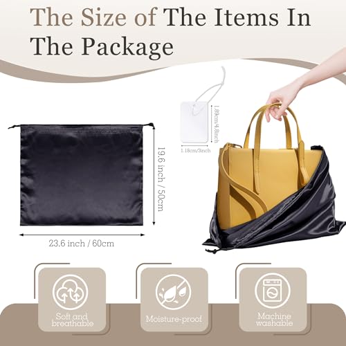 Vonty Black Satin Dust Bags 3 Pack Drawstring Pouch for Purse, 23.6x19.6in - color: Black, size: 23.6 x 19.6