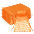 Crweety 50Pcs Organza Bags 3x4, Orange Small Mesh Gift Bags Drawstring Bulk - color: Orange