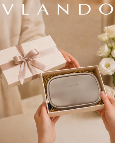 VLANDO Travel Makeup Pouch,PU Leather Pouch with Interior Pockets,Toffee - color: Small-Toffee