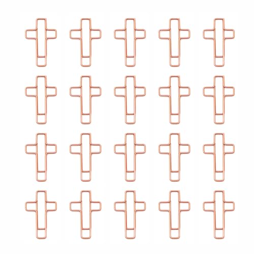 20 PCS Cross Paper Clips, Bookmark, Paper Clips for Bibles Study Supplies, Bible Study Kit Cute Binder Clip, Christian Gifts (Rose Gold) - color: Rose Gold