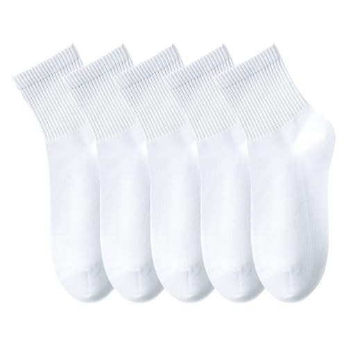 Women's Cotton Quarter Crew Socks - color: 01 White - 5 Pairs