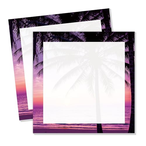 Cute Sticky Notes 3 x 3 in, 2 Pack Self Stick Note Pads with Fun Patterns, Strong Adhesive Memo Pads for Office School Home, 80 Sheets per Pad Sunset Beach - color: Sunset Beach