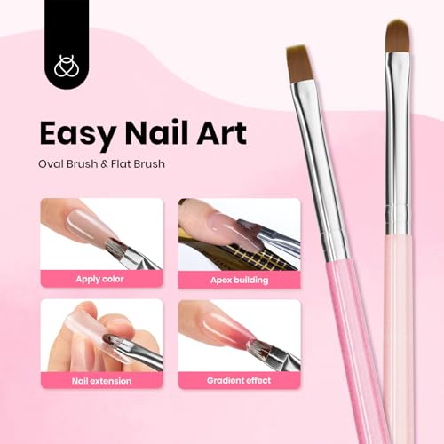 Beetles Nail Art Brushes, 6 Pcs Fingernail Art Design Pens - color: C-Pink-006