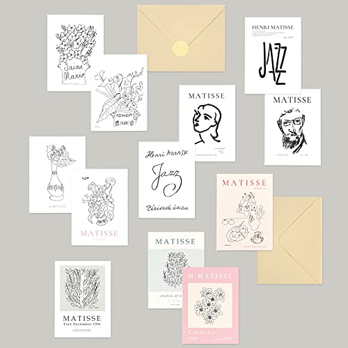 Monolike Day-by-day Card, Henri Matisse Drawing - Mix 36 Mini Single cards, 36 envelopes, 36 stickers Package - color: Henri Matisse Drawing