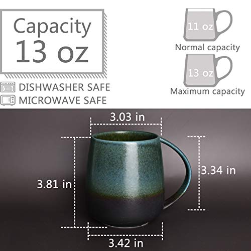Bosmarlin Matte Ceramic Coffee Mug, Tea Cup for Office and Home, 13 oz, Dishwasher and Microwave Safe, 1 Pack (Forest night) - color: Forest night