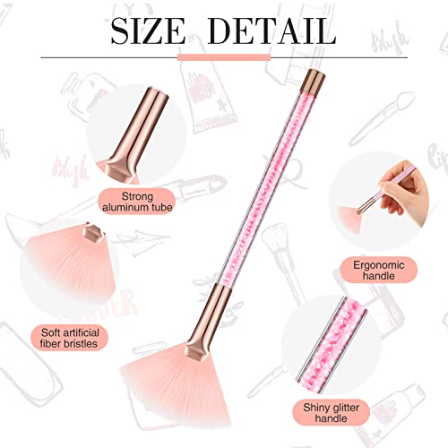 Maitys 9 Pieces Facial Fan Mask Brushes, Pink - color: Pink