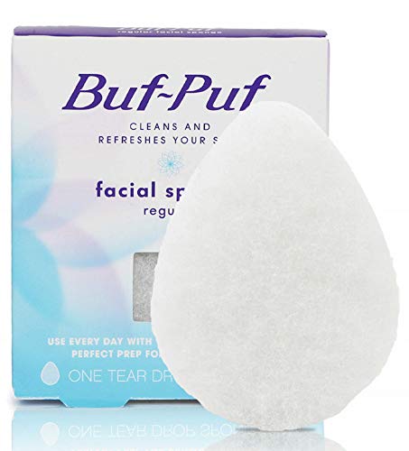 Buf-Puf Regular Facial Sponge, Dermatologist Developed, Removes Deep Down Dirt & Makeup that Causes Breakouts and Blackheads, Reusable, Exfoliating, White, 1 Count - size: 1 Pack