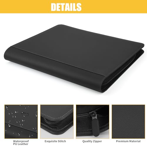 Toploader Binder, Holds 324 Toploaders, 9 Pocket Top Loader Binders with Sleeves for 3 x 4'' Toploaders, Double-Sided Pocket Top Loader Storage Binder, Trading Card Binder - Diamond Black - color: Diamond Black