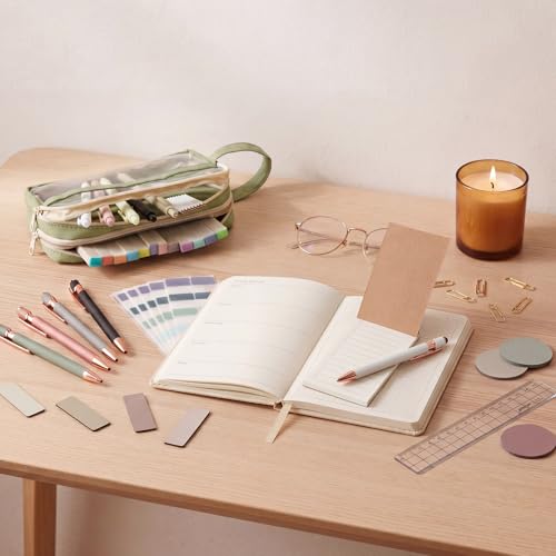 Crtiin 52 Pcs Aesthetic Pencil Pouch Set with Pen Highlighters, Green - color: Green