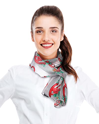 CBC Crown Christmas Scarf - Christmas Theme Candycane, Poinsettia Scarf - color: Candycane-silver