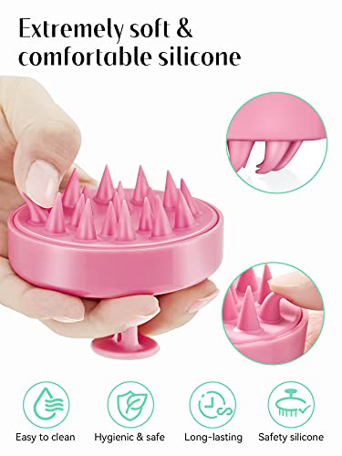 HEETA Scalp Massager Hair Growth Scrubber for Dandruff Removal Hair Care - color: 03-pink
