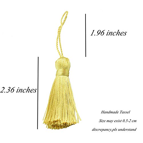 20Pcs 4.3 Inch Silky Mini Craft Tassels for Earrings, Souvenir(Light Gold) - color: Light Gold
